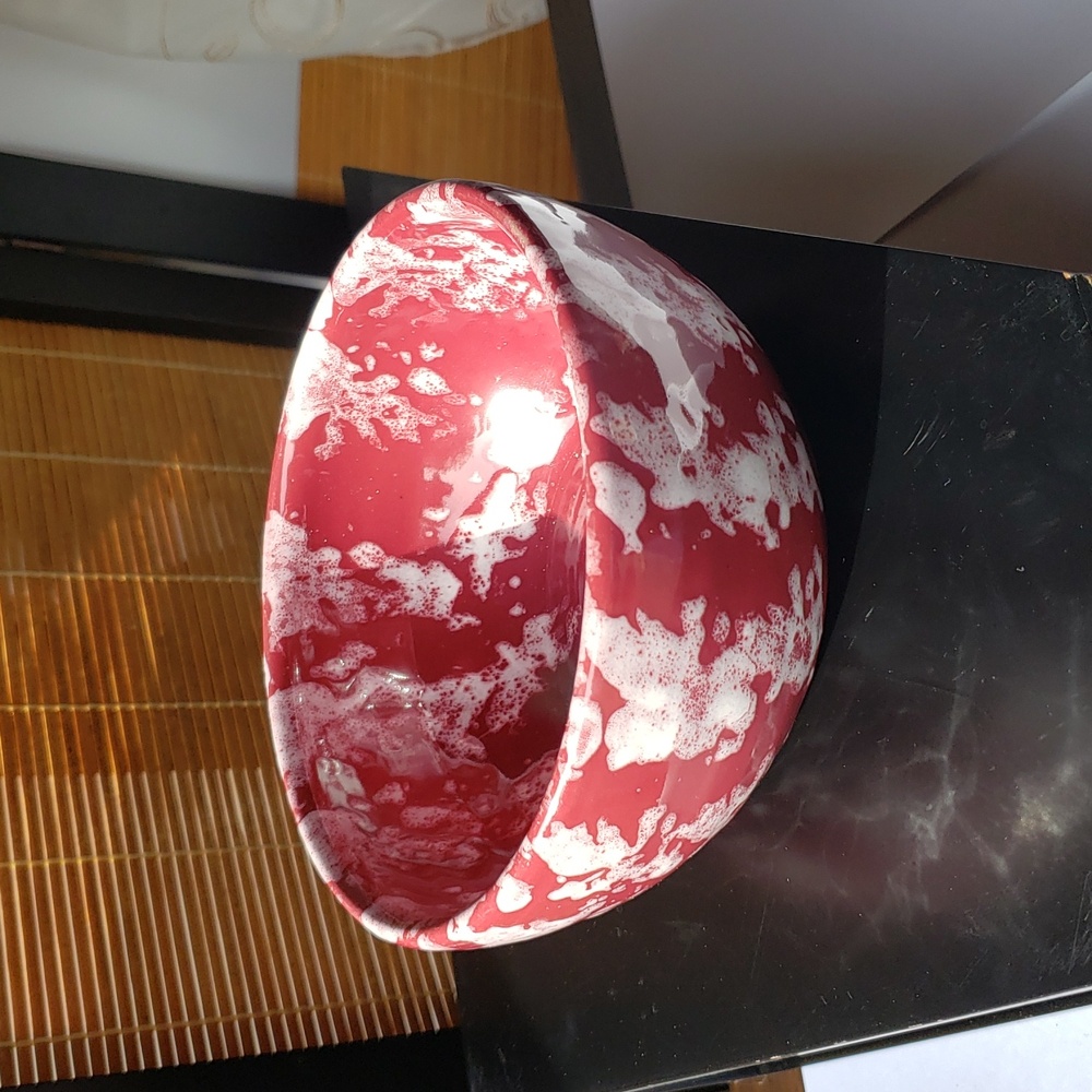 Artistic Red and White/ Red Clay Bowl 7in